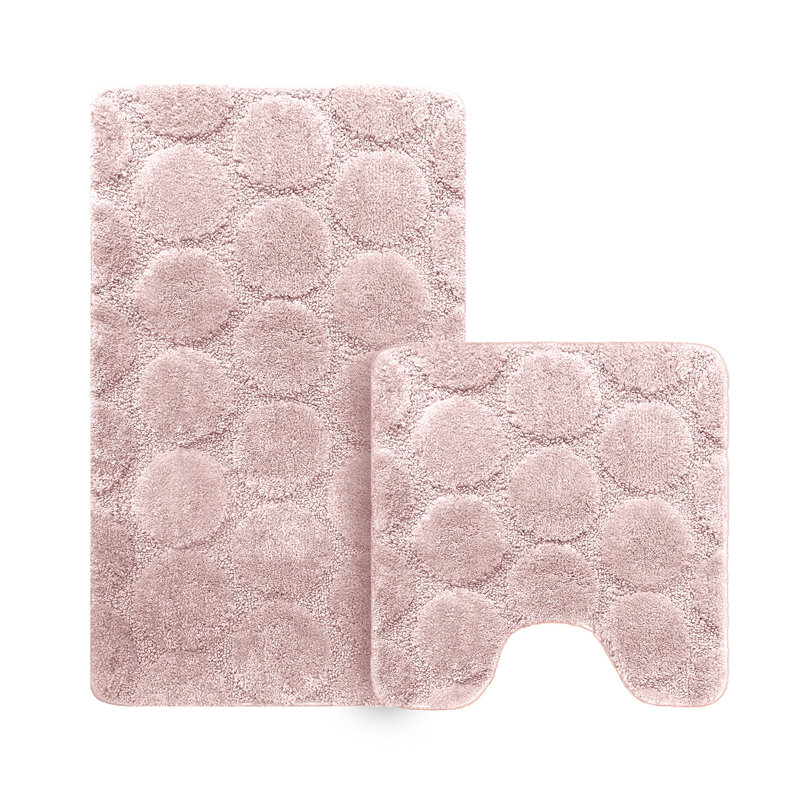 3D Effect Supersoft High Density Anti Slip Cobla Bath Mat Set, Pink