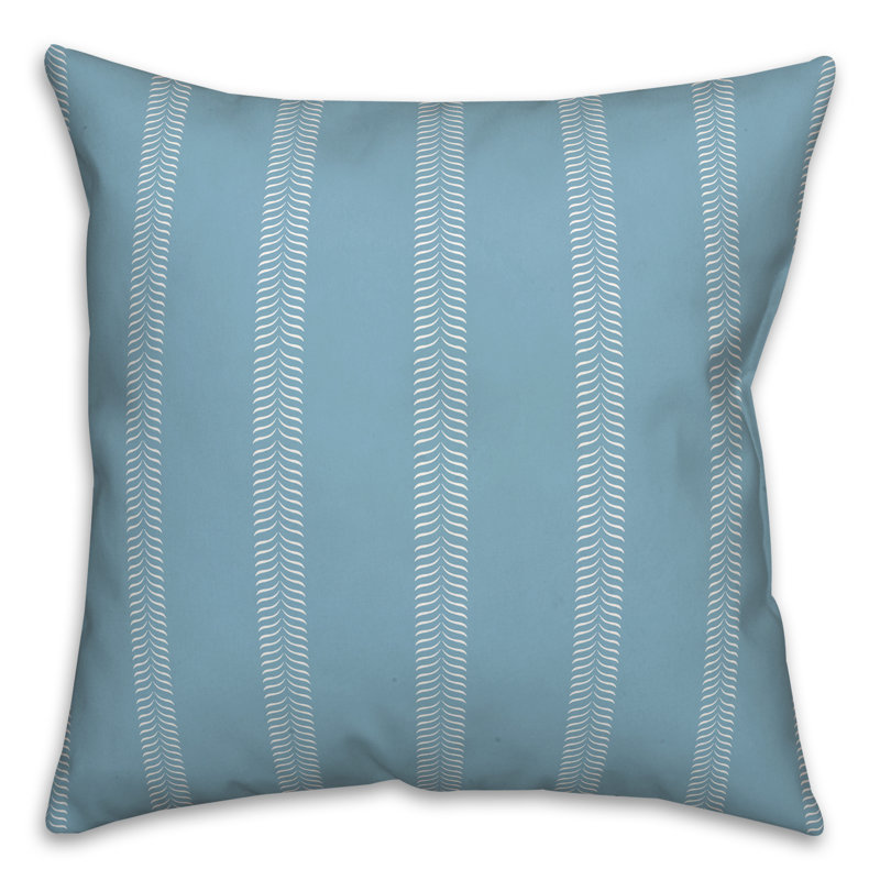 Striped Outdoor Throw Pillow, 16" x 16", Blue