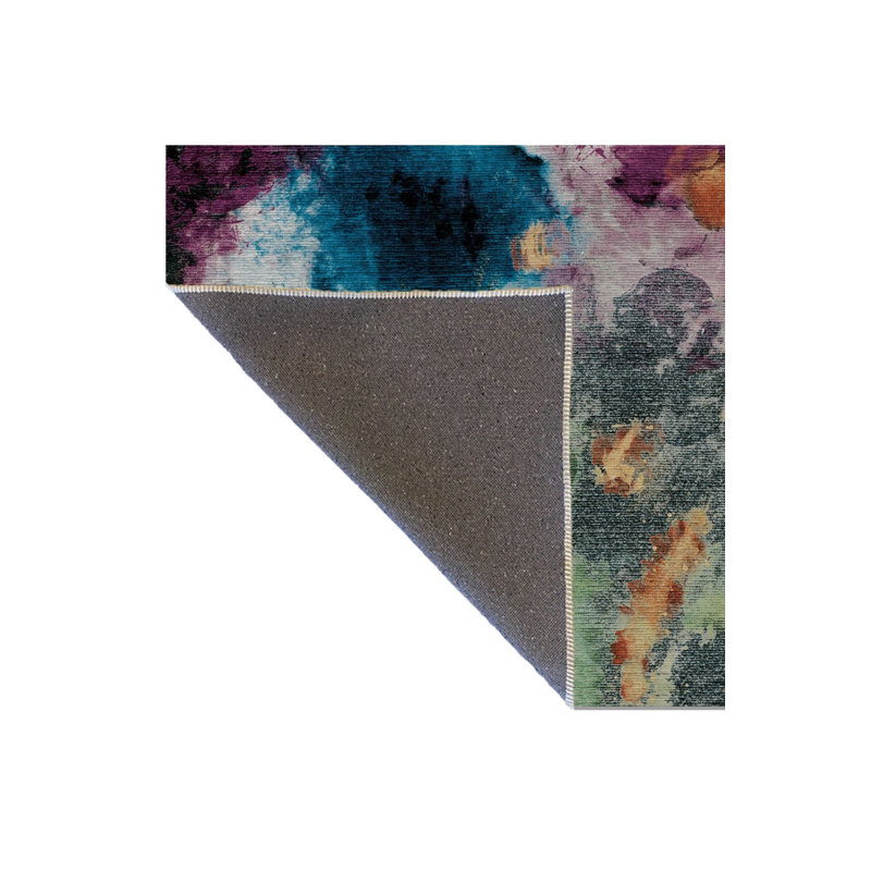 Tapis décoratif multicolore à éclaboussures de peinture moderne lavable à la machine