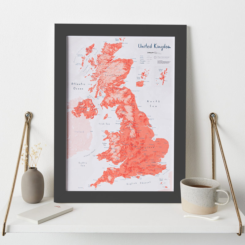 UK As Art Map - Gravlax - Print, Black Framed, 45cm H x 32.7cm W x 5cm D