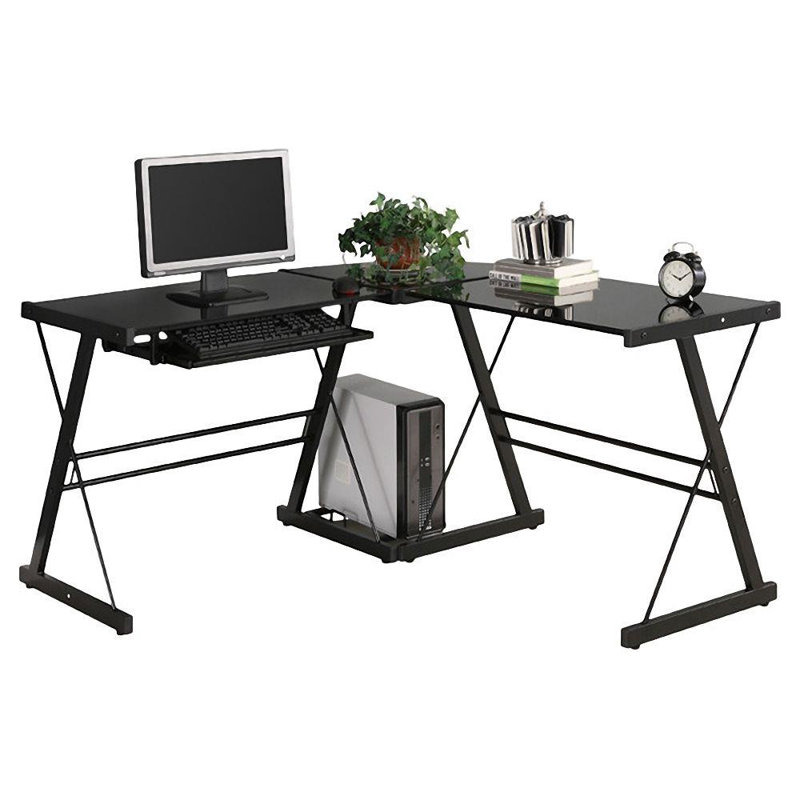 Monmouth L-Shaped Computer Desk, Black