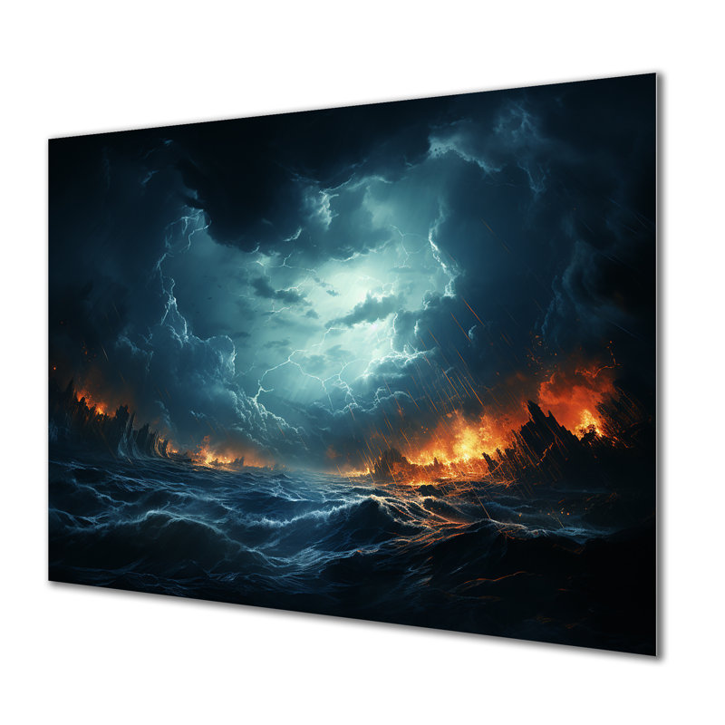 «Ethereal Stormy Skies Horizon I» - art mural en métal Tempêtes, H 30 po x l 40 po x P 1,5 po