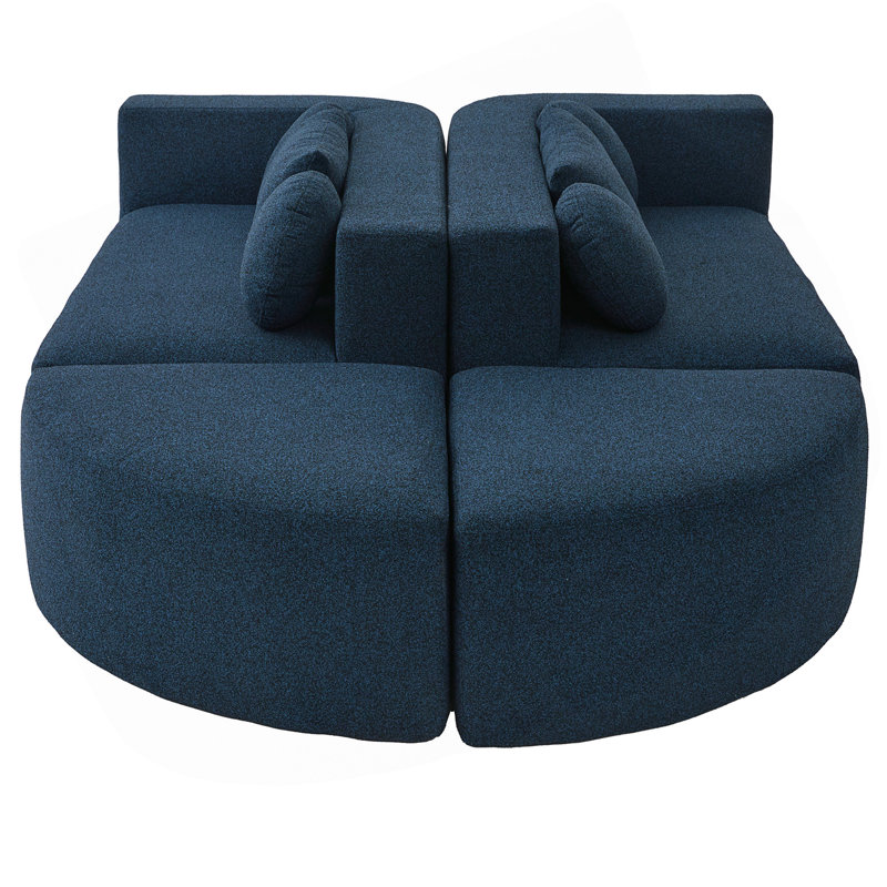 Modular Boneless Sectional Sofa With Deep Seating, Curved Design, And Convertible Sofa Bed Functionality.