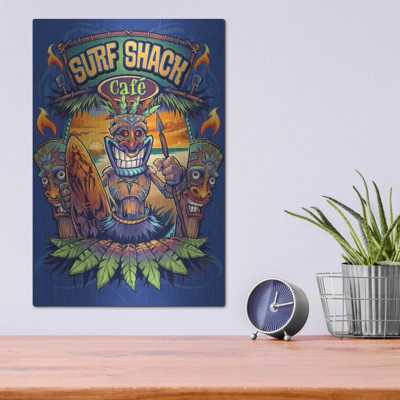 Bungalow Rose «Big Kahuna Tiki Man Licensing» par Flyland Designs, art mural en métal, H 16 po x l 12 po