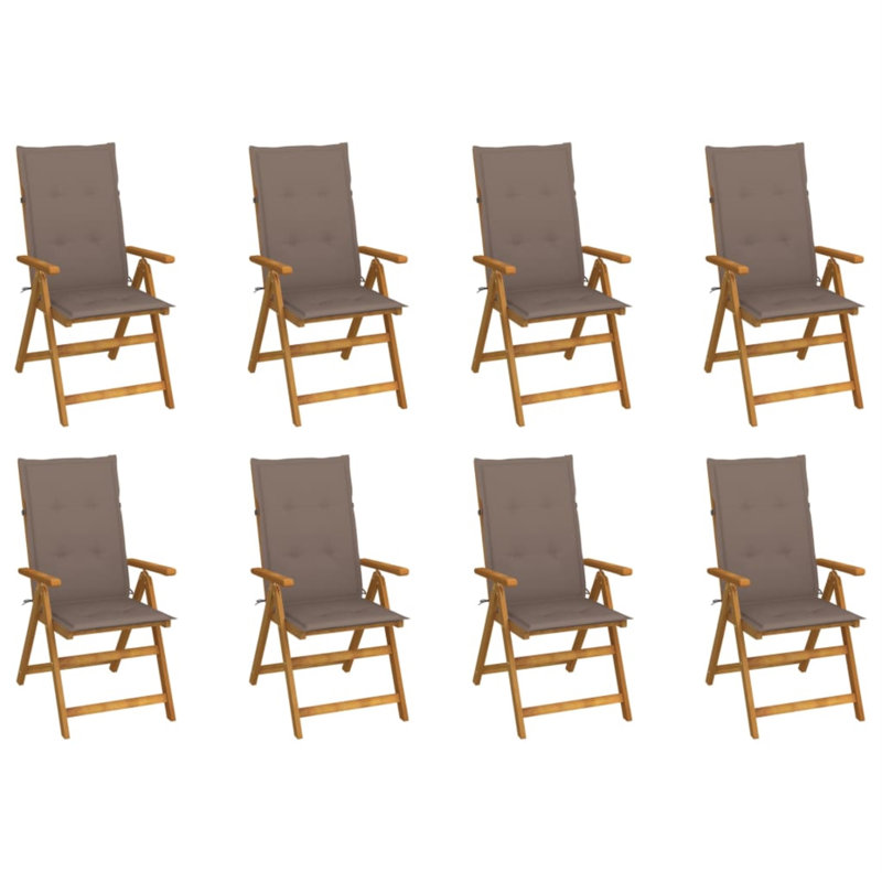 Chaise de patio avec coussins en bois d'acacia massif, Noir