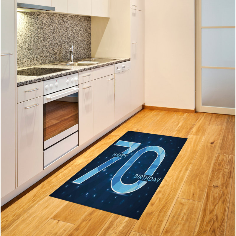 Tapis bleu marine 70th birthday, Rectangle 2 pi 7 po x 5 pi
