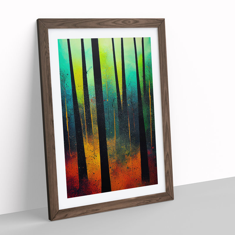 Forest In Colour No.5 Abstract - Single Picture Frame Painting, 46cm H x 34cm W x 2cm D, Walnut
