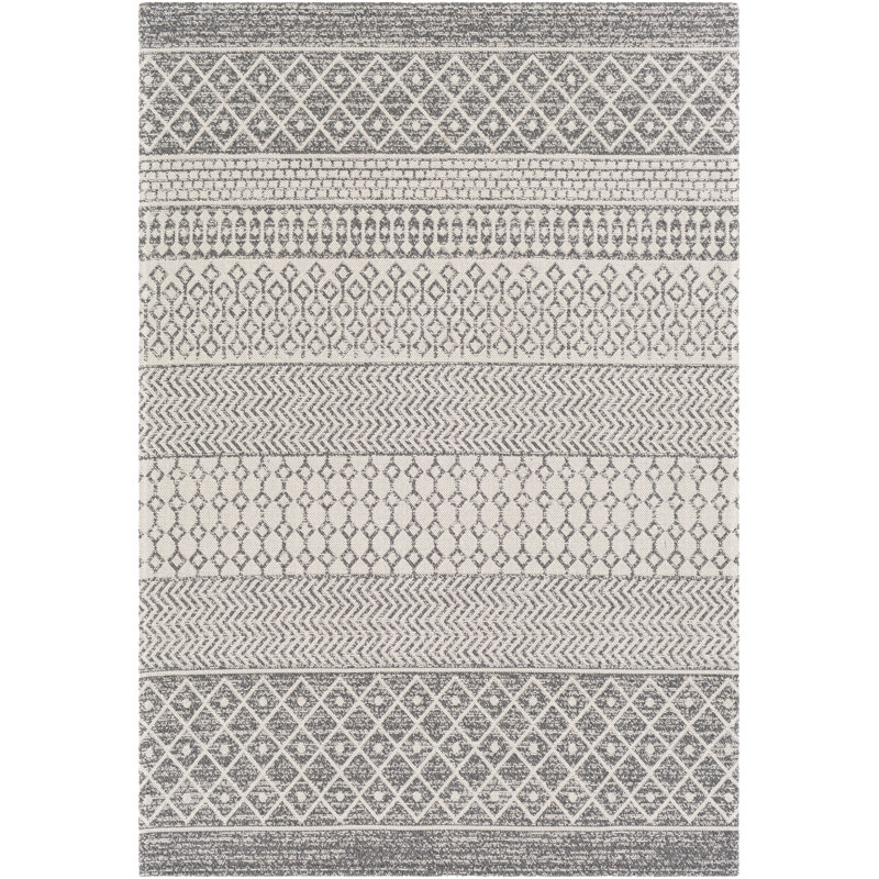 Tapis ivoire / gris anthracite Enloe, Rectangle 6 pi 7 po x 9 pi