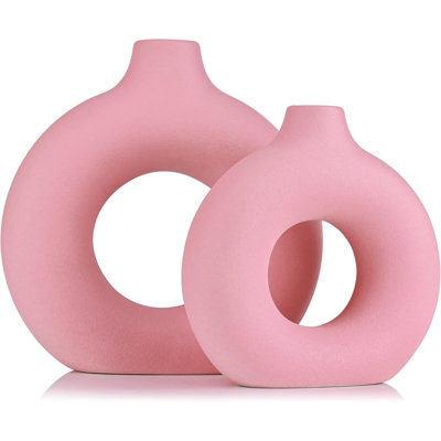 Pink Donut Vase Set Of 2