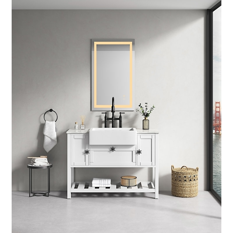 Miroir de salle de bain à DEL avec éclairage avant et arrière, anti-buée, mémoire