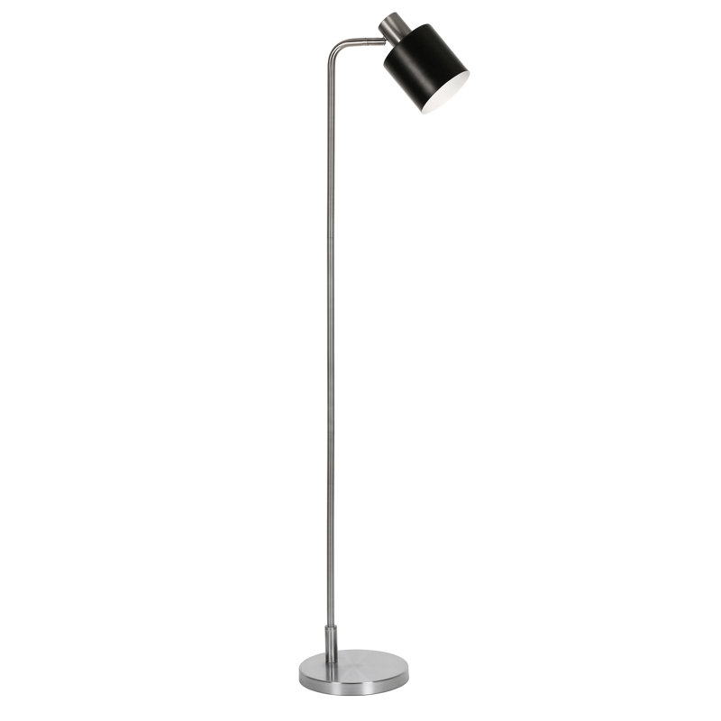 Khambrel 65" Tall Floor Lamp with Metal Shade in Nickel/Black, Nickel