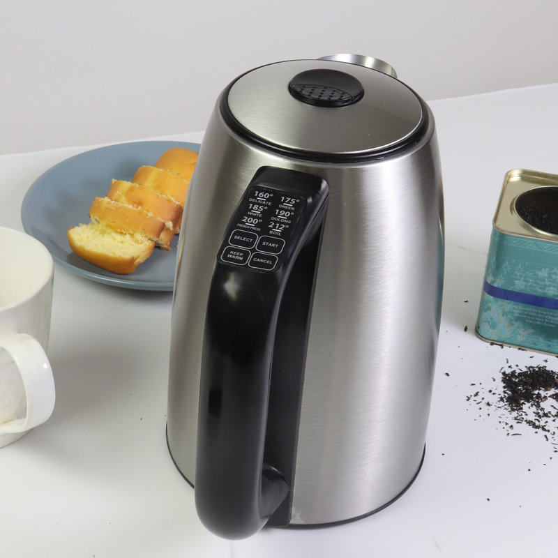 Kenmore 1.7L Stainless Steel Cordless Electric Kettle with Digital Controls