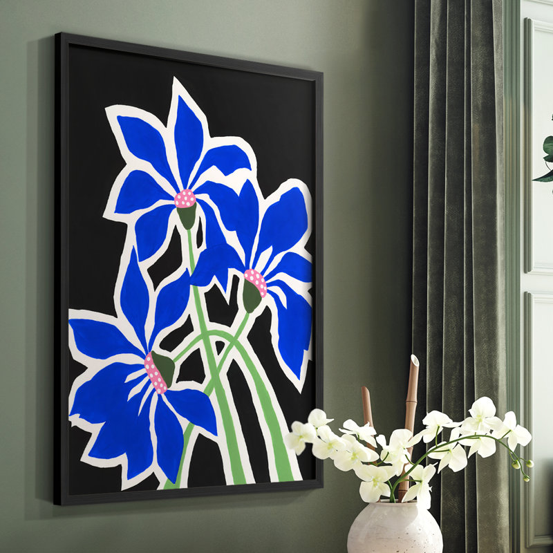 Pop Flowers IV, reproduction encadrée - bois massif, Noir, H 10 po x l 8 po