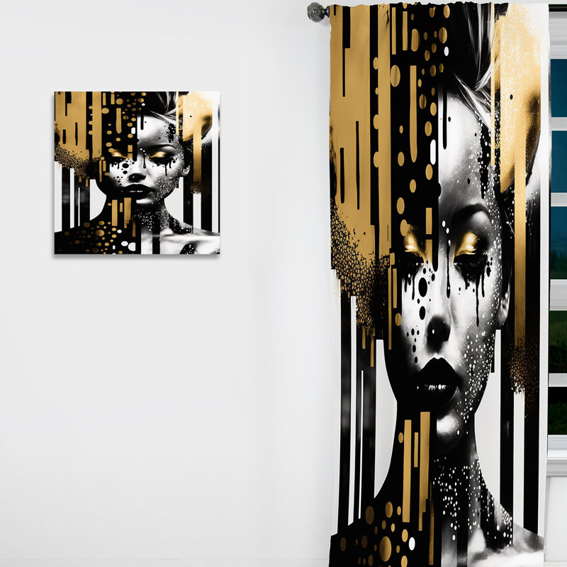 Golden Fluidity Of Womanhood IV - Modern Curtain - Velvet Room Darkening - 1 panel, 52" W x 120" L