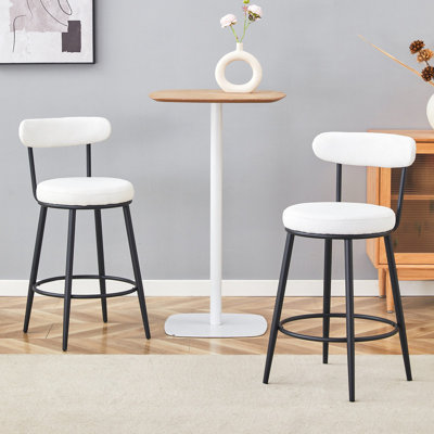 À la mode et confortable - deux ensembles de chaises de bar ergonomiques avec des coussins en tissu blanc et une hauteur totale de 35,5 pouces. Agencement de couleurs classique noir et blanc