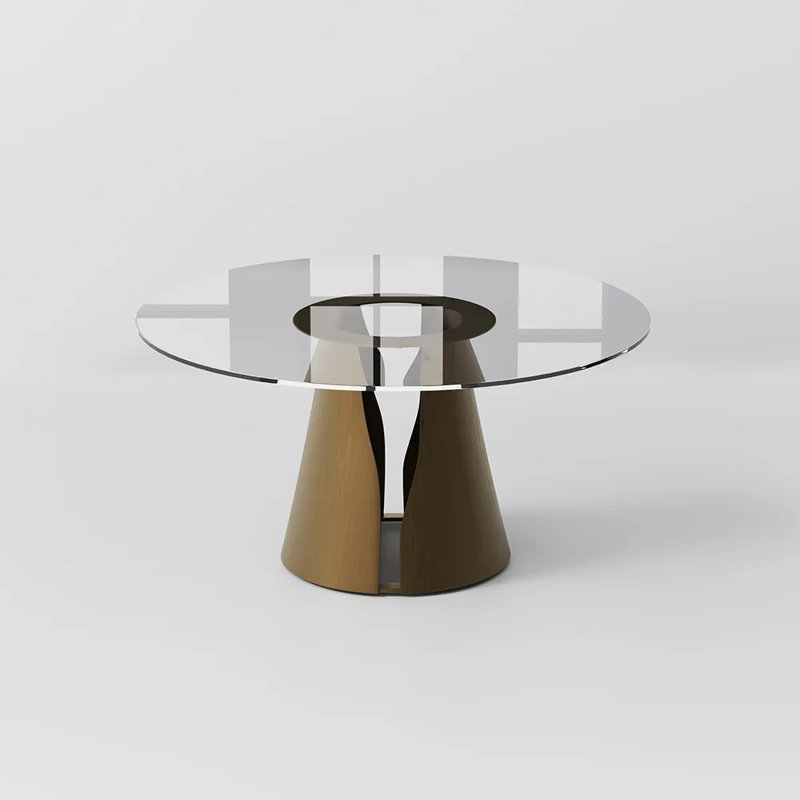 Table de salle à manger Suzzie, H 29,53 po x L 59,06 po x l 59,06 po, Clair, Bronze