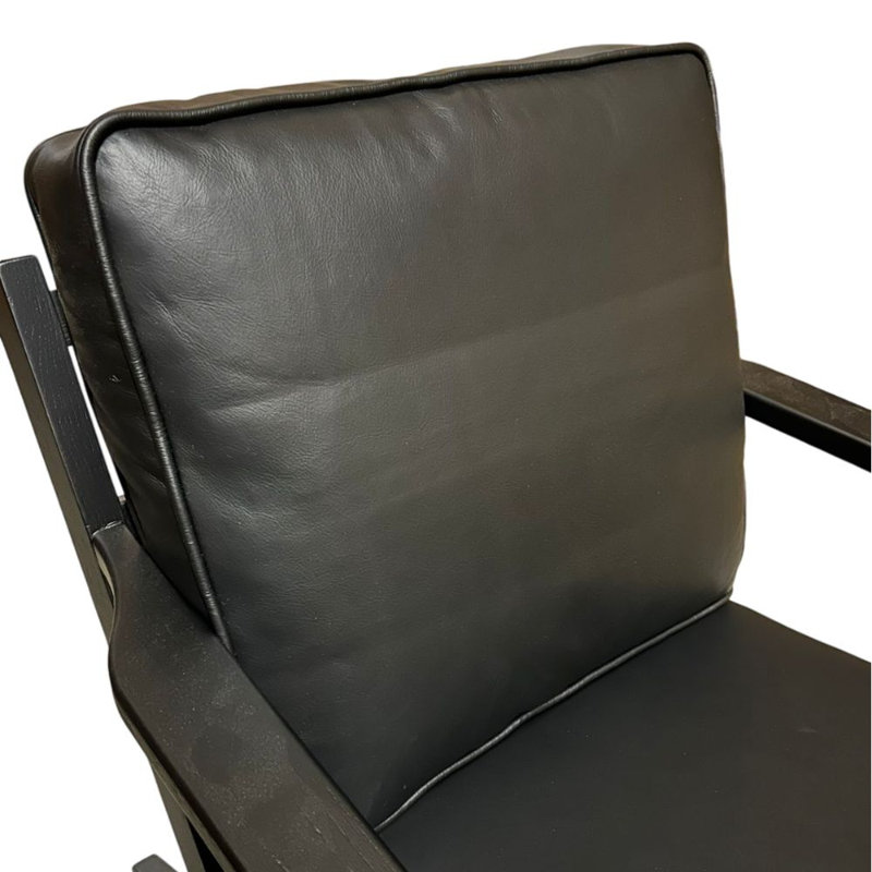 Chamuel Leather Lounge Chair, Black, Black