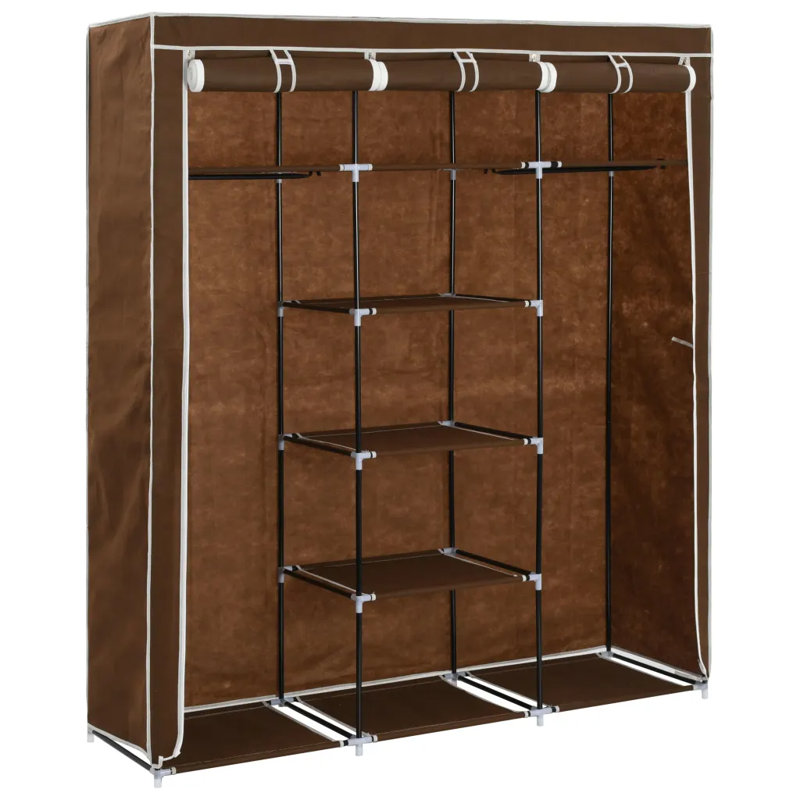 3 Door Fabric Wardrobe, Brown