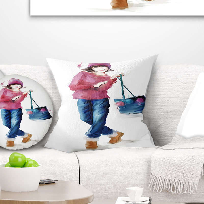 Coussin de mode jeune fille Portrait