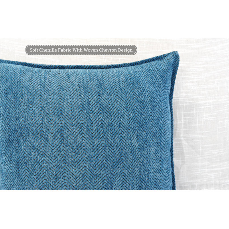 Housses de coussin Chevron , H 16 po x l 16 po, Bleu sarcelle, Duvet