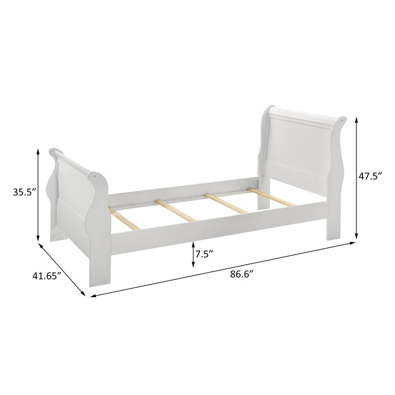 Lit-bateau en bois blanc, Simple