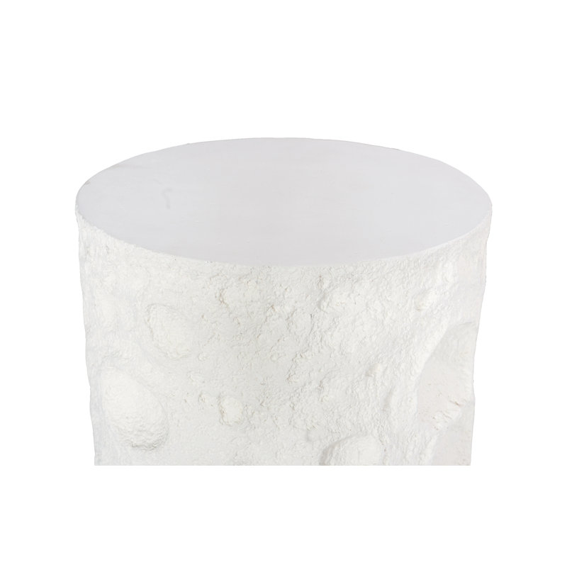 Crater Side Table, Black Stone, White