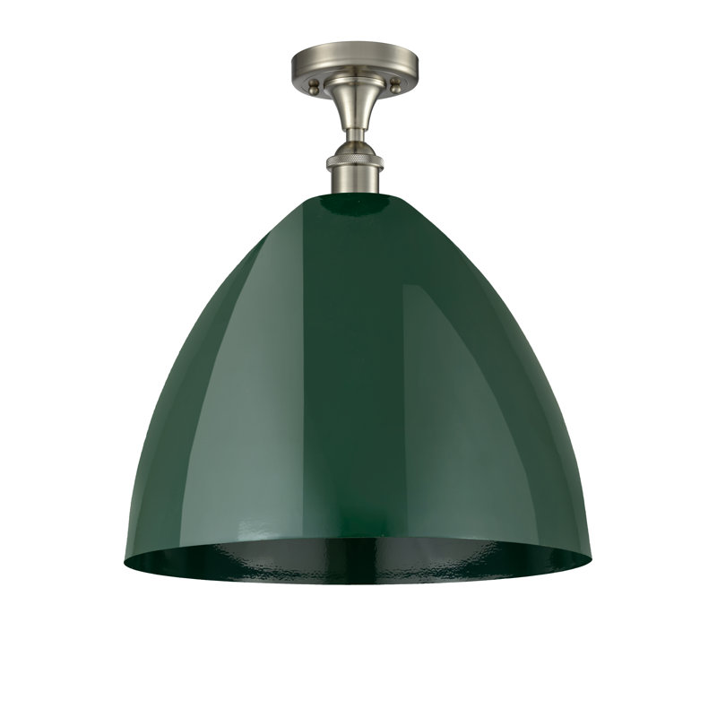 Plafonnier semi-encastré Crooksville, Vert, Nickel satiné brossé
