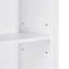 Armoire de rangement blanche avec quatre portes, tiroirs, tablette réglable et six tablettes ouvertes