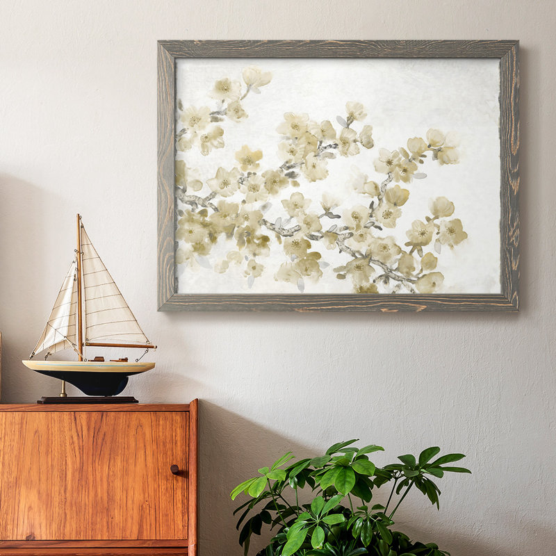 Composition neutre de cerisier en fleurs II, Gris, H 26 po x l 38 po x P 1,5 po