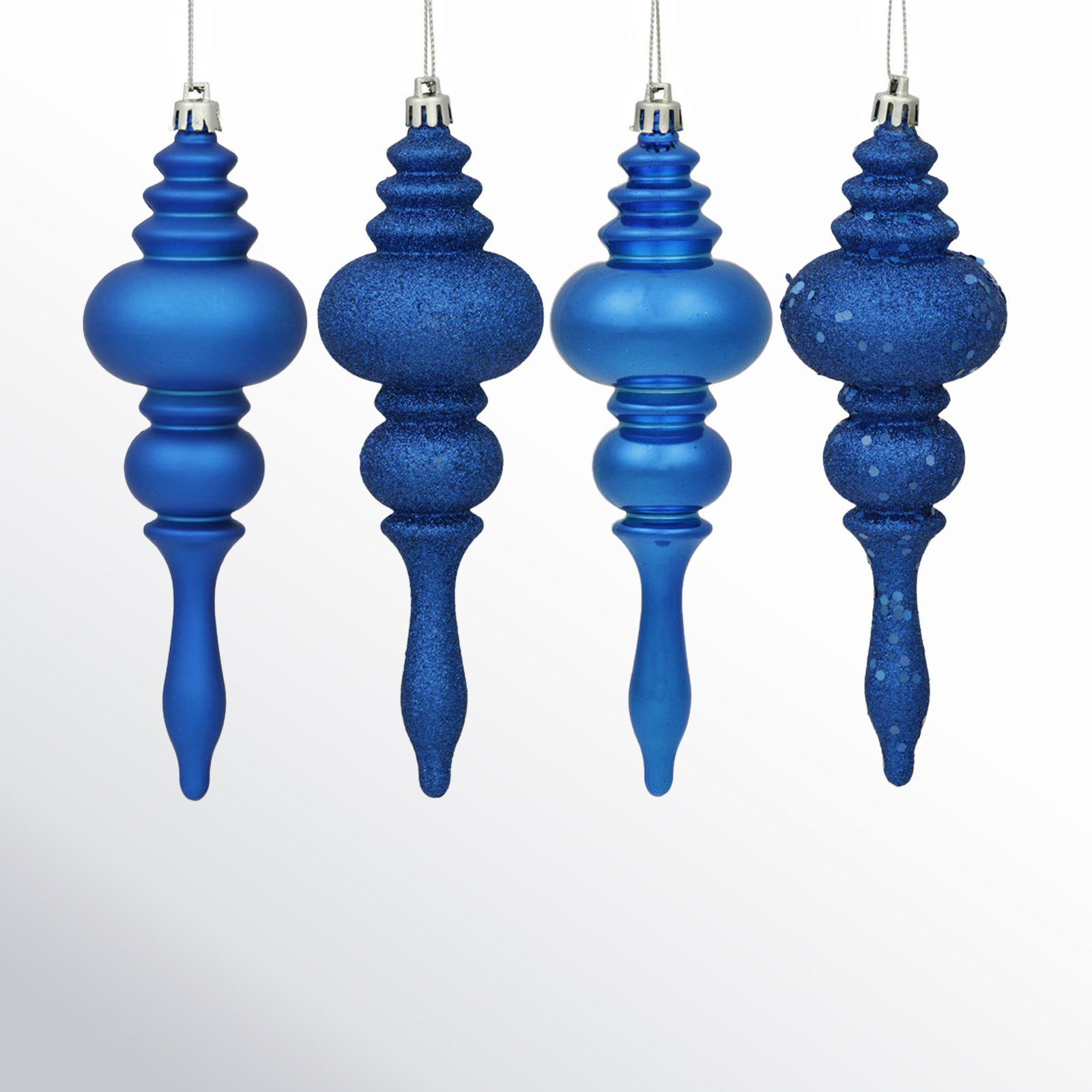 7" Finial Ornament 8/Pk, Lavish Blue