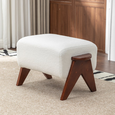 Bryonie Upholstered Ottoman With Solid Wood Leg