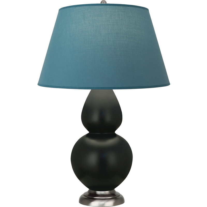 Petite lampe d'appoint à double gourde, Noir mat / argent, H 31 po x l 9,5 po x P 15 po, Bleu vif / gris