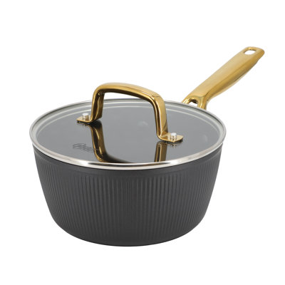 Casserole en aluminium antiadhésif 2,5 pintes avec couvercle en verre noir Oster Abbottsford