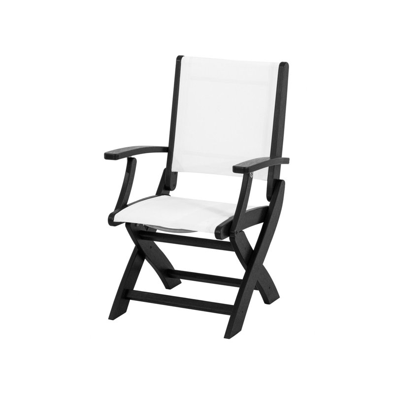 Chaise pliante POLYWOOD Coastal, Siège noir / cadre blanc