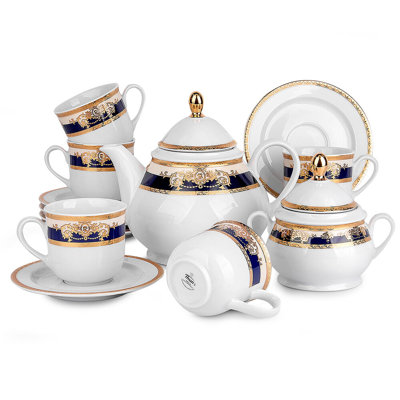Service à thé en porcelaine Bohème Regatta pour 6 personnes (14 pièces)