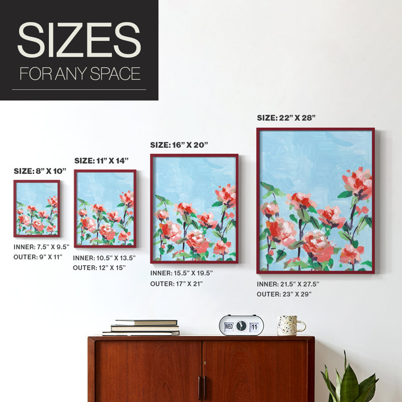 «Rose Garden Sky II», H 15 po x l 12 po, Rouge