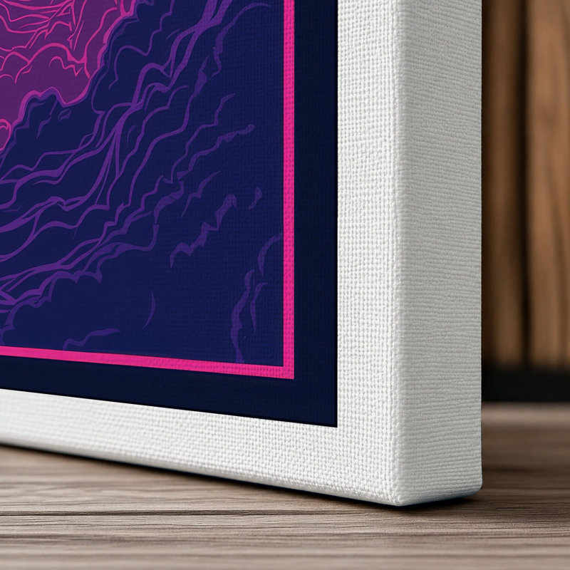 Neon Horizon Retro - Wrapped Canvas, 30x20 - 76.2 x 50.8 cm, White Border