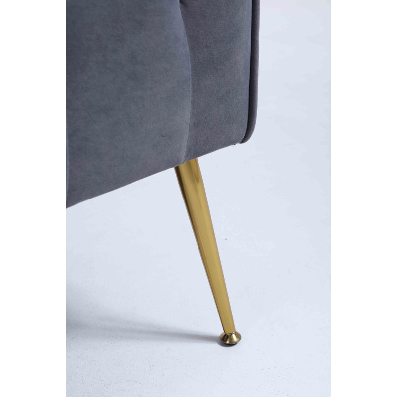 Wickham Upholstered Armchair with Ottoman, Dark Gray