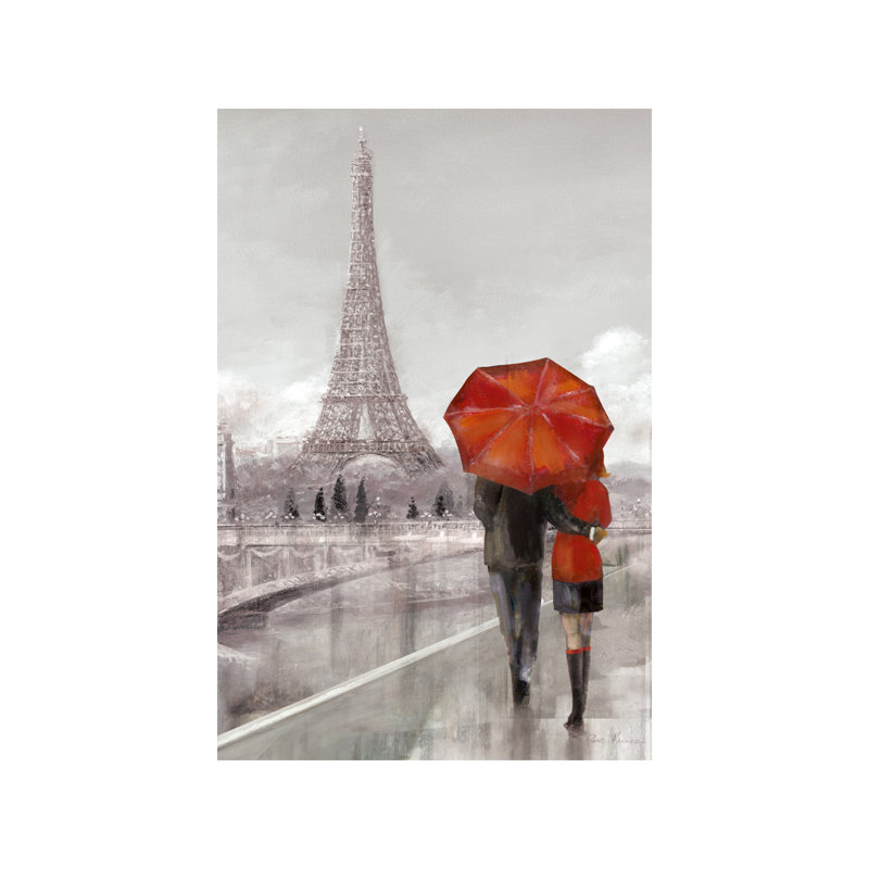 Modern Couple In Paris by Ruane Manning - Wrapped Canvas Painting, 66.04 cm H x 45.72 cm W x 3.175 cm D