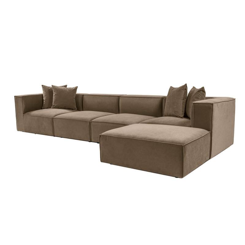 Canapé d’angle, H 25,6 po x l 137,8 po x P 74,8 po, Lin brun