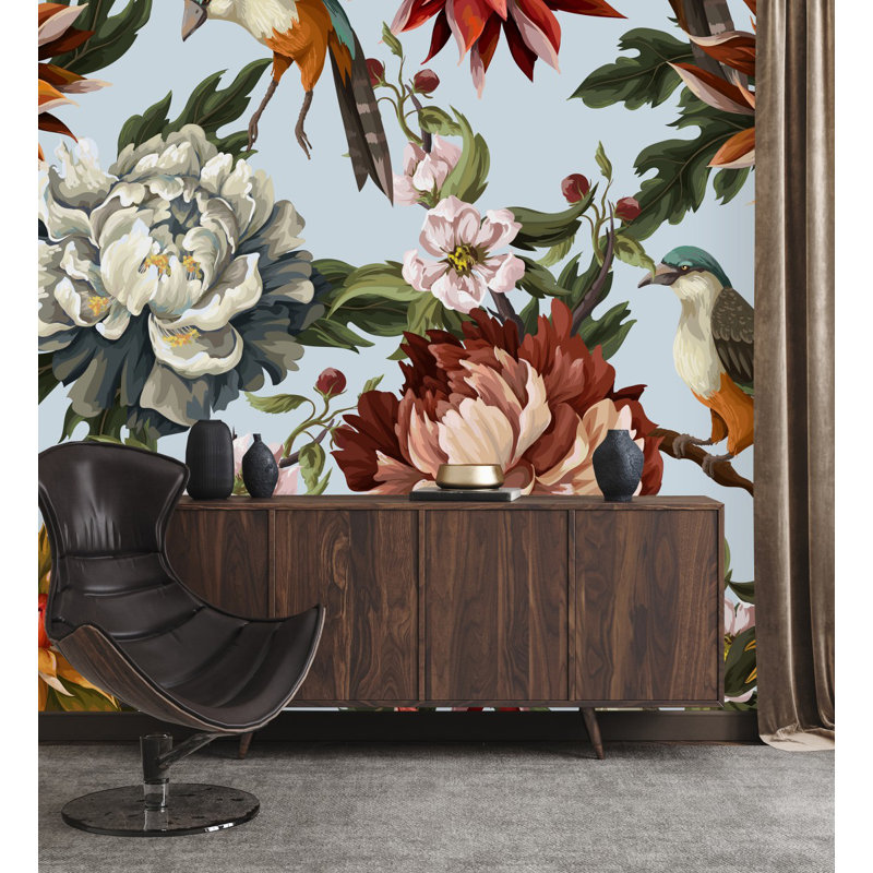 Floral Wall Mural, 8.33' W x 8.33' L