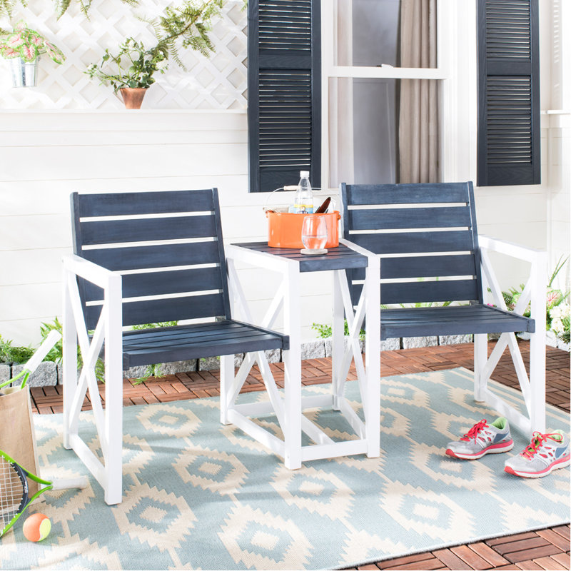 Banc tête-à-tête en bois Denslowe, Gris ardoise foncé