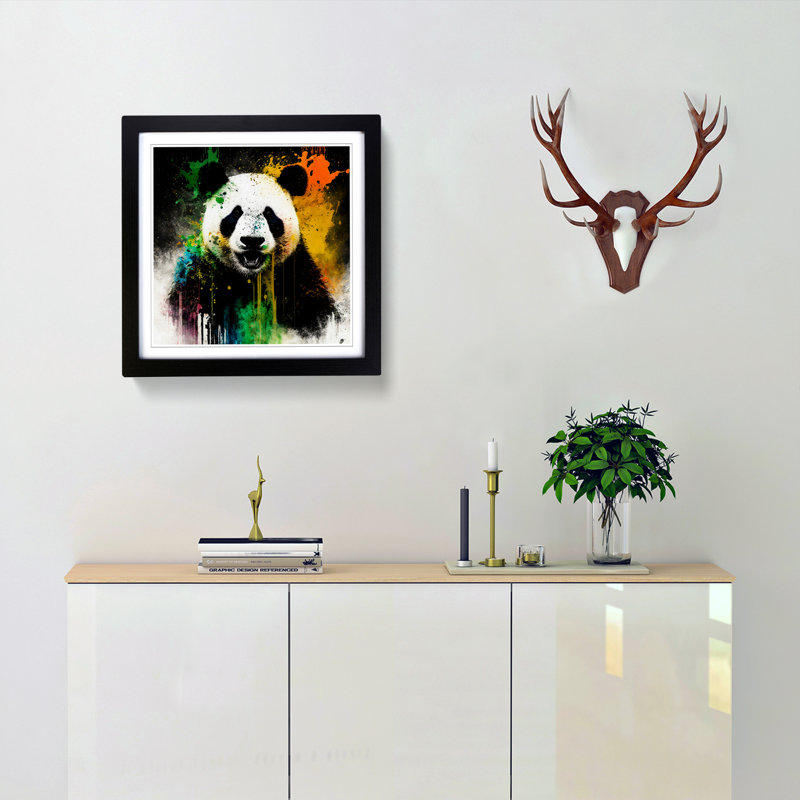 Panda Expressionism - Framed Print, Black