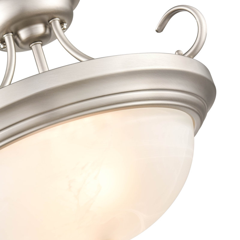 Snediker Glass Semi Flush Mount, Satin Nickel, 12" H x 15" W x 15" D