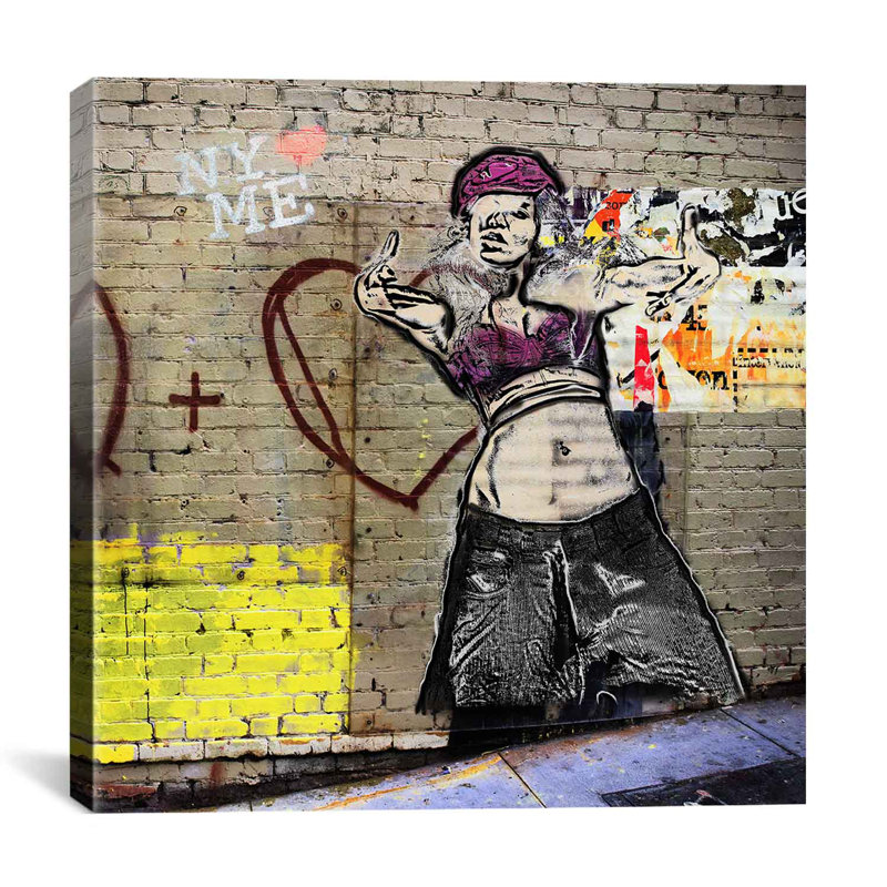 "Love Girl" par Luz, impression sur toile, H 37 po x l 37 po x P 1,5 po, Toile tendue, Pas de tapis