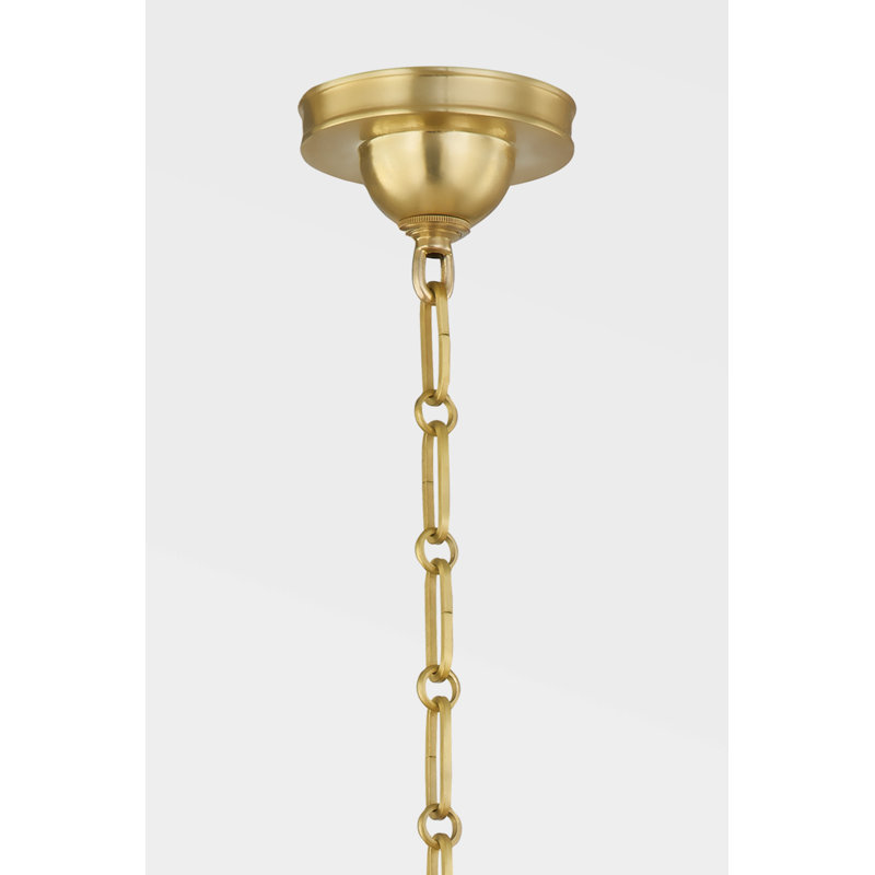 Cambridge Stainless Steel 4-Light Chandelier, Aged Brass/Darkest Blue
