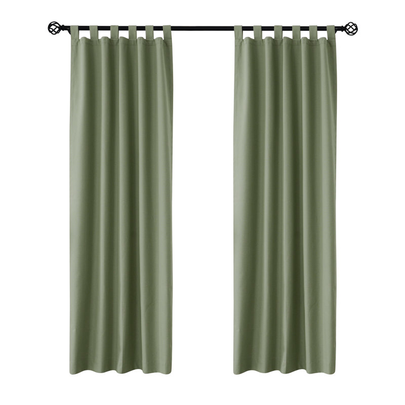 Mcgowen 100% Cotton Solid Room Darkening Thermal Tab Top Curtain Panel, Sage, 40" W x 95" L
