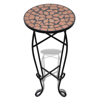 Plant Stand Terracotta and Black Iron and Ceramic Small Durable Plant Display