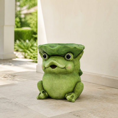 Frog Garden Statue with Lotus Leaf Hat