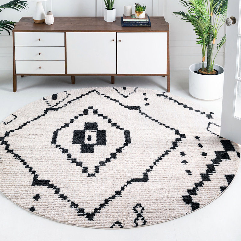 Victorville Abstract Indoor Rug, Round 4'